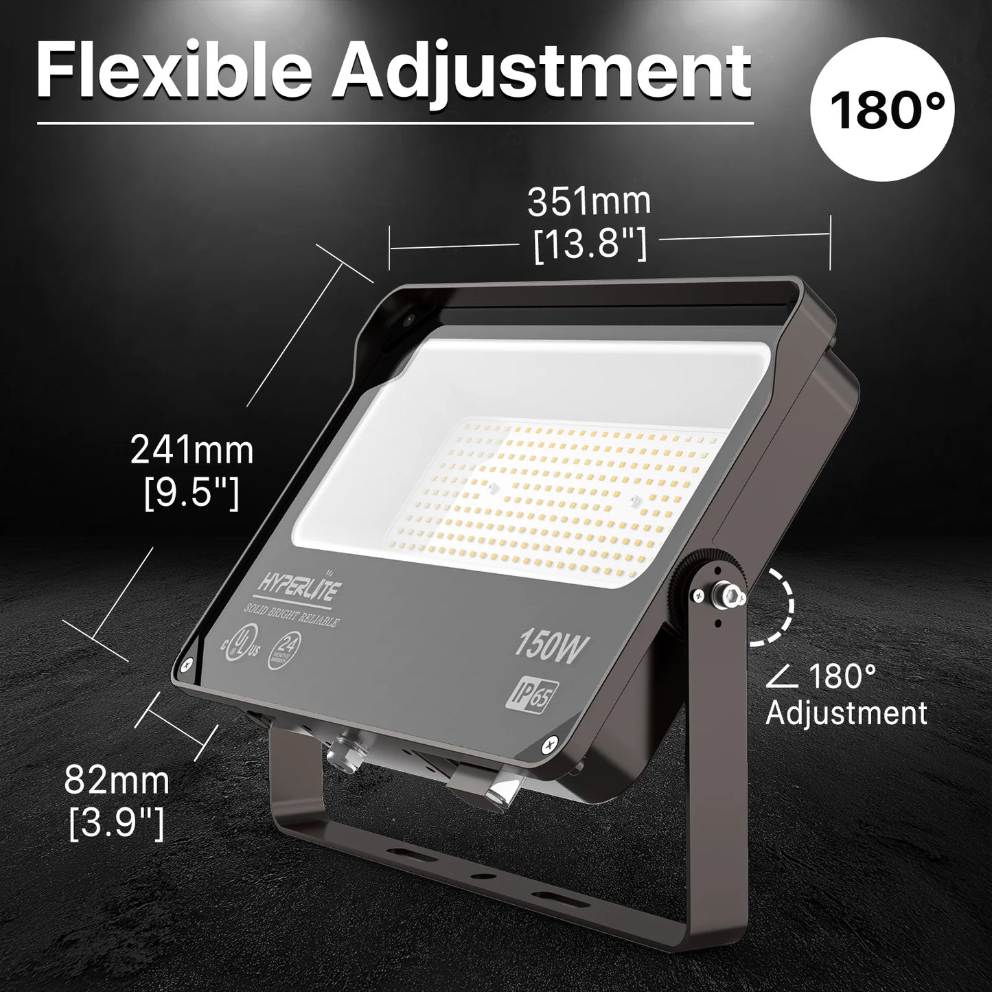 Hyperlite Led Flood Light with Photocell - Mars Series 2 Pack (U Bracket) - 18000lumens, 5000K, AC 120V Only