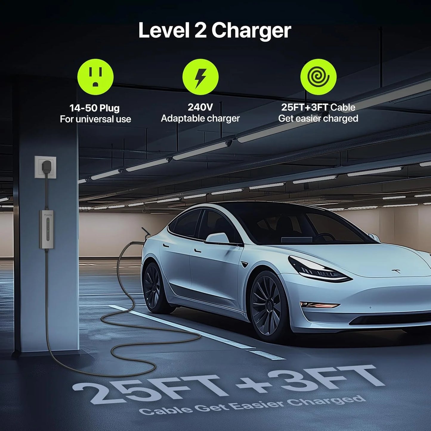 Flowgo 40A Level 2 Tesla Charger (NACS) – 240V