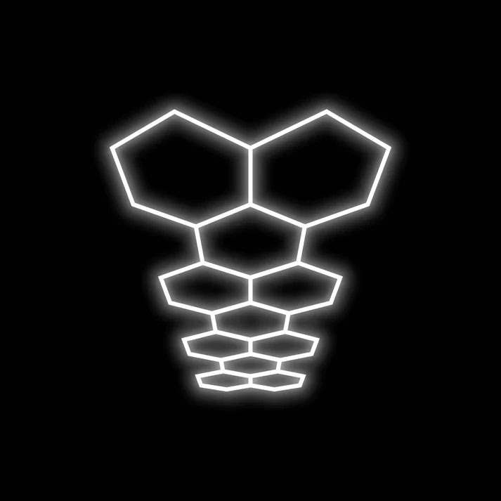 Dimmable Hexagon Garage Lights Gen 2 - 11 Grid (15.9 x 5.1 ft)