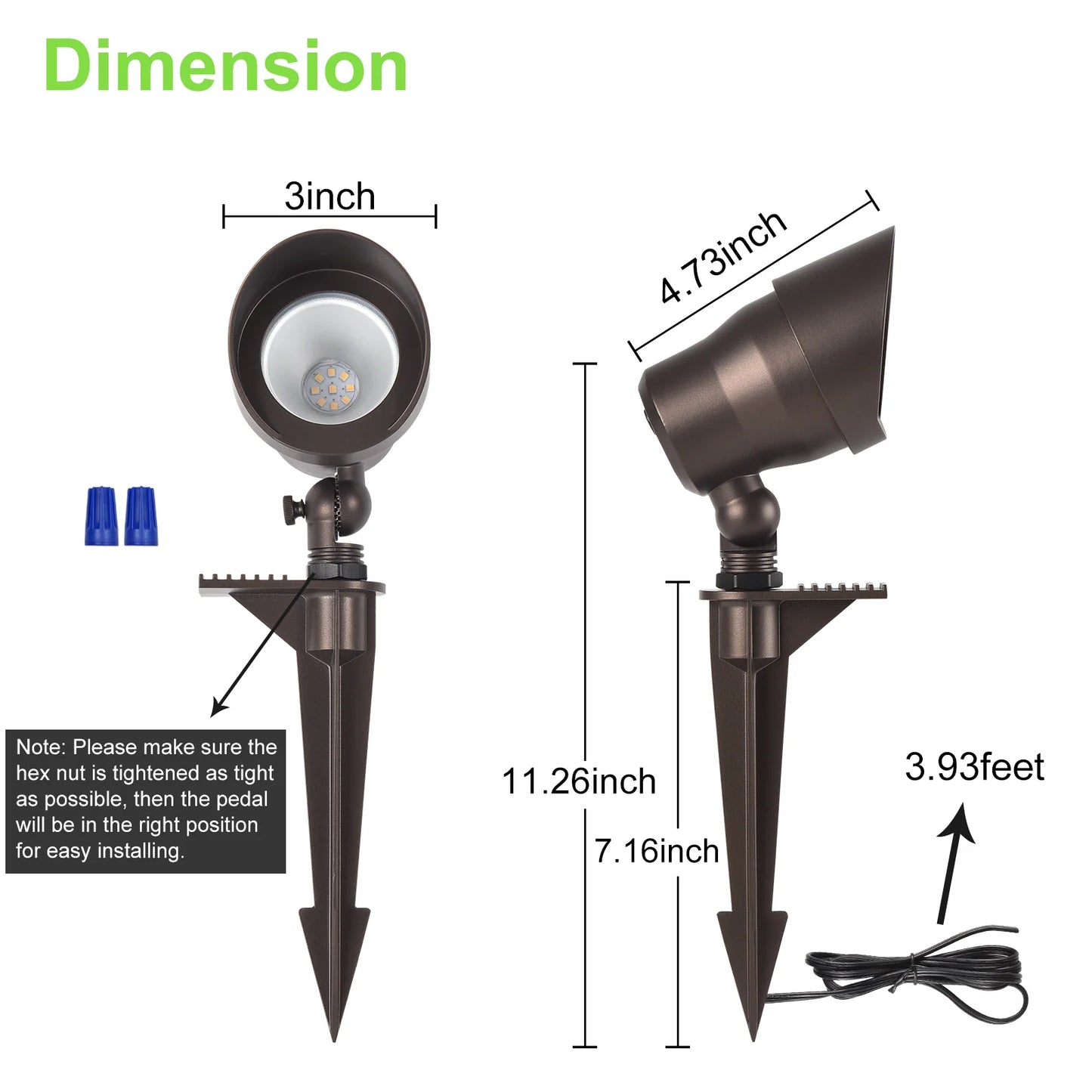 Glitgate 3CCT Landscape Spotlight 250lumens, CCT Selectable, AC/DC 12-24VLow Voltage, 6 Pack
