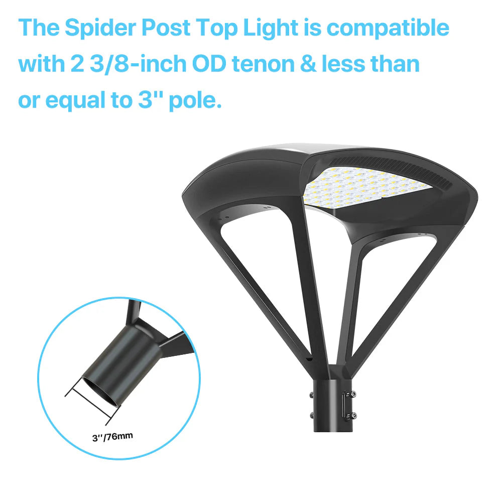 Spider LED Post Top Lights- TP500 Series, 39000lumens, 5000K, AC 120-277V For Commercial Project