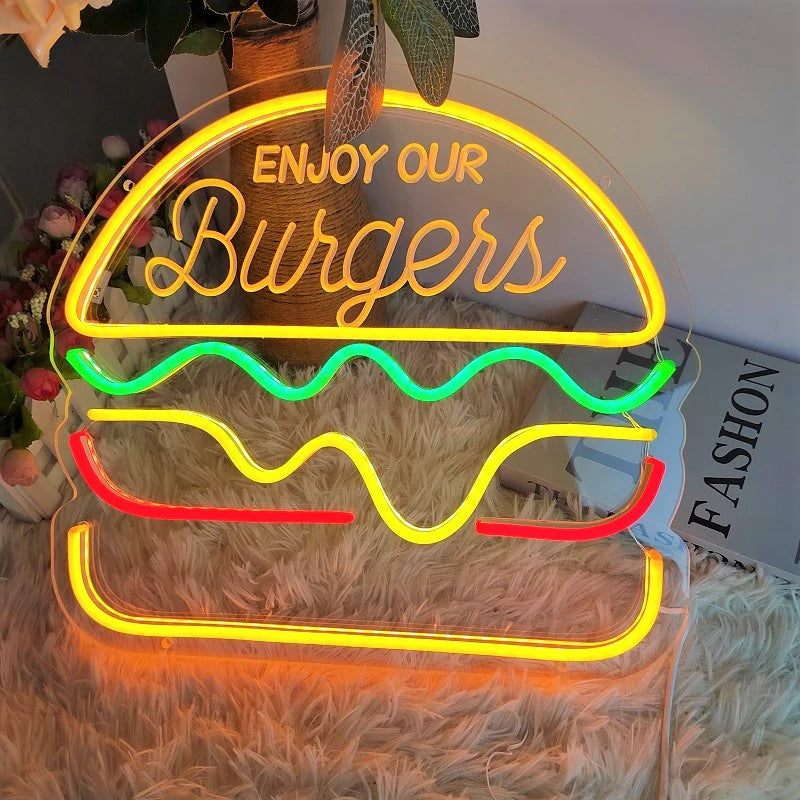 Burger LED Neon Sign Light
