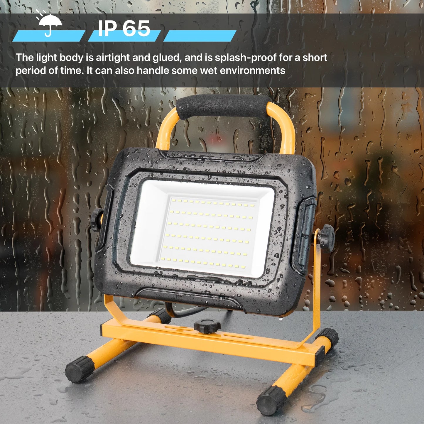 Hyperlite LED Work Light, 5000lumens, 5000K, AC/DC 12-24V, Waterproof, Portable Job Site Light