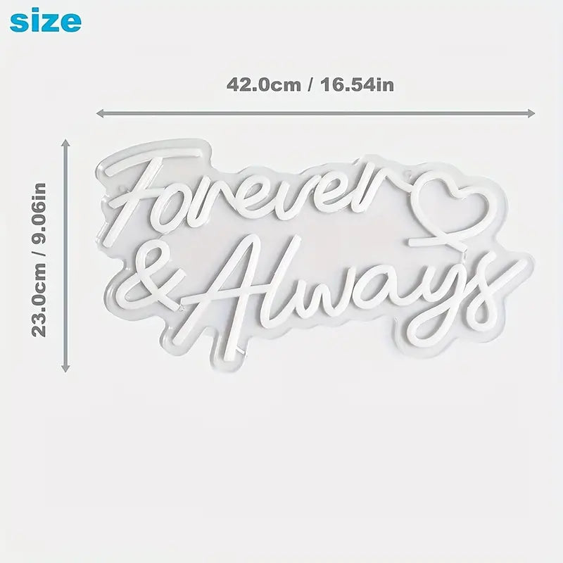 Forever & Always Heart Neon Sign Light