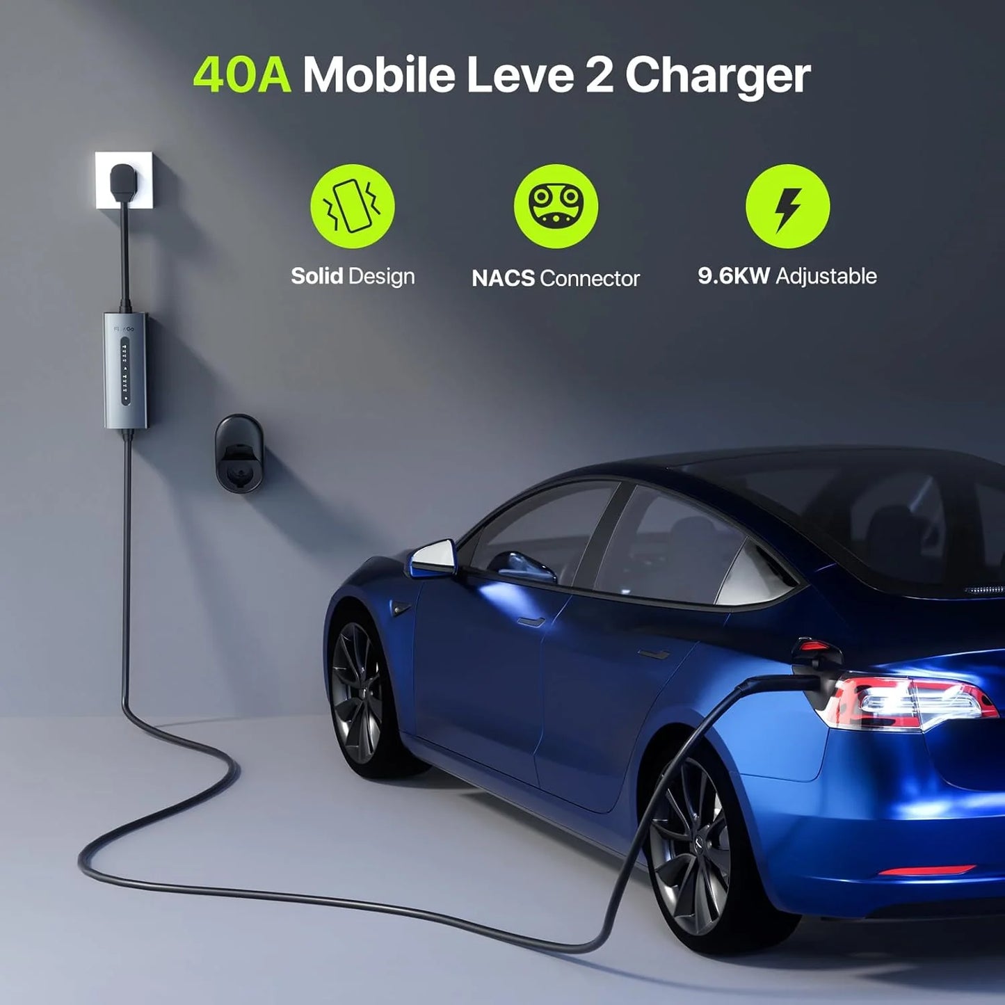 Flowgo 40A Level 2 Tesla Charger (NACS) – 240V