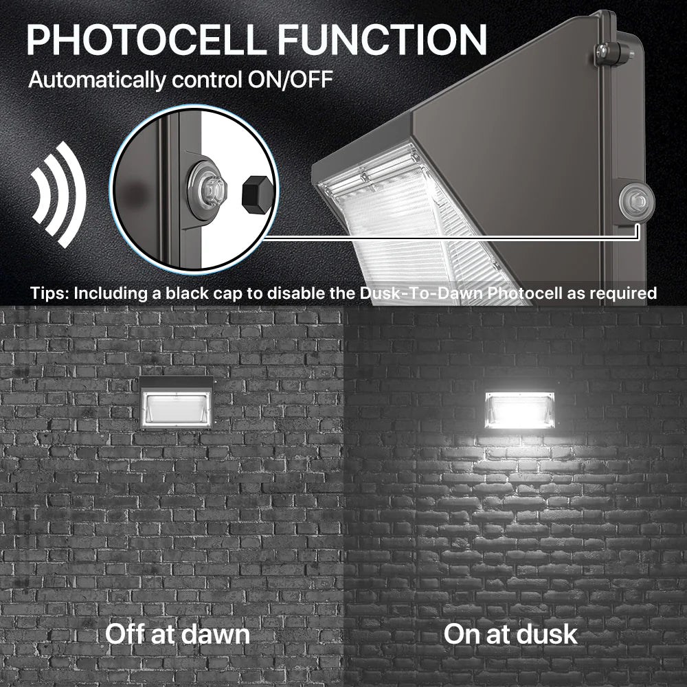 Wall Pack Light with Photocell - Moon series, 6500lumens, 5000K, AC 100-277V