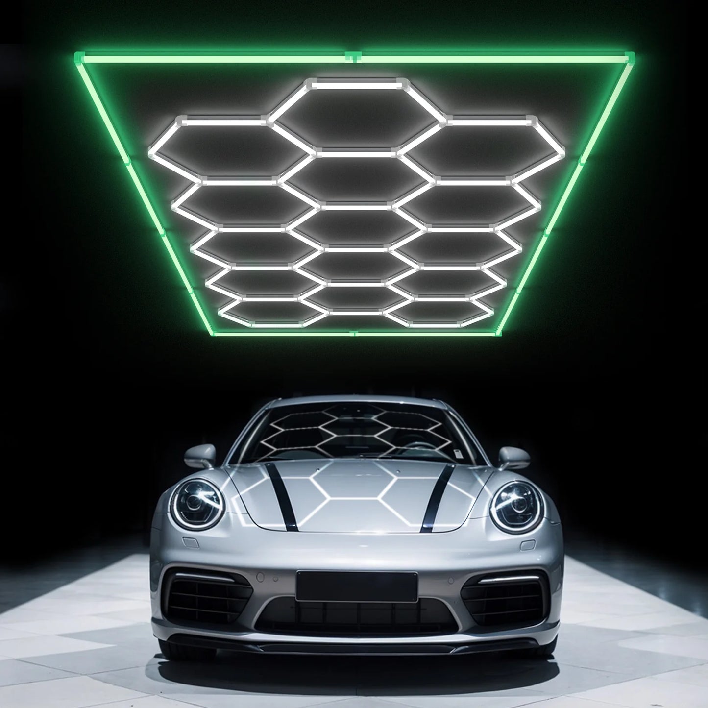 Hyperlite Hexagon Garage Lights Gen 2 - 15 Grid (15.9 x 8 ft)
