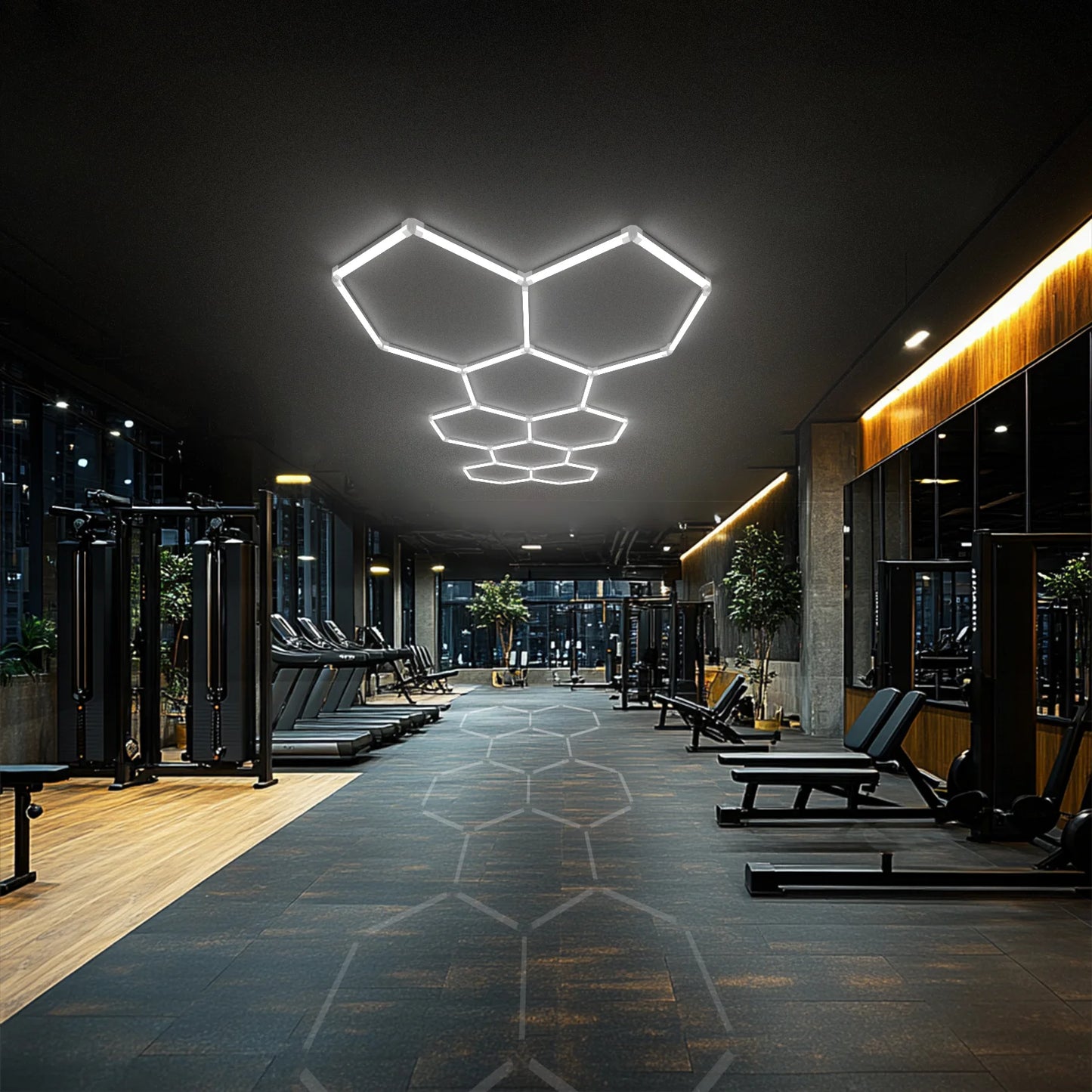 Hyperlite Hexagon Garage Lights Gen 2 - 8 Grid (11.6 x 5.1 ft) Long