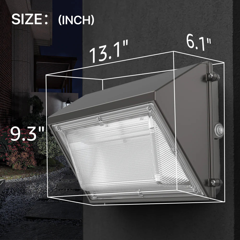Wall Pack Light with Photocell - Moon series, 6500lumens, 5000K, AC 100-277V