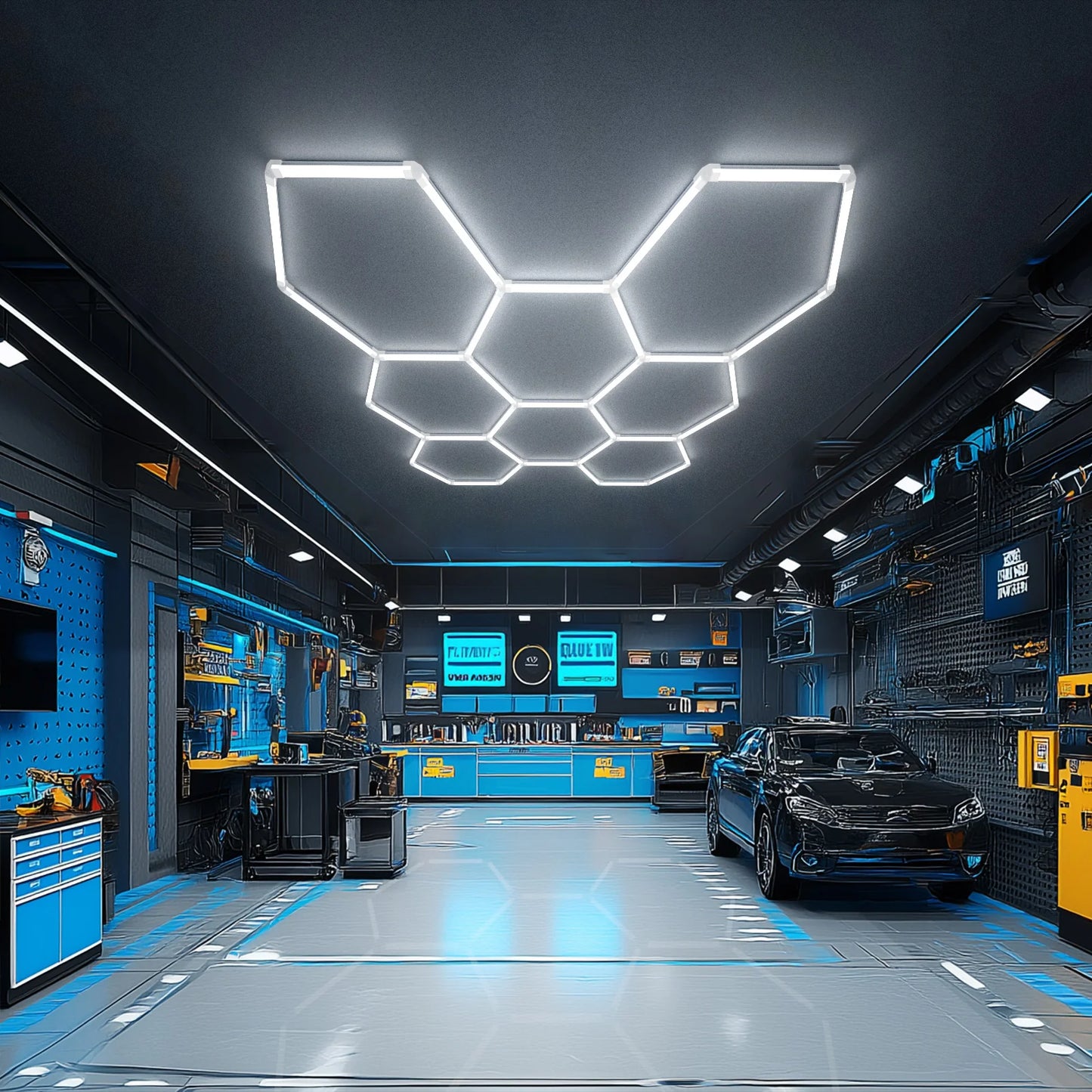 Hyperlite Hexagon Garage Lights Gen 2 - 8 Grid (7.6 x 7.3 ft)