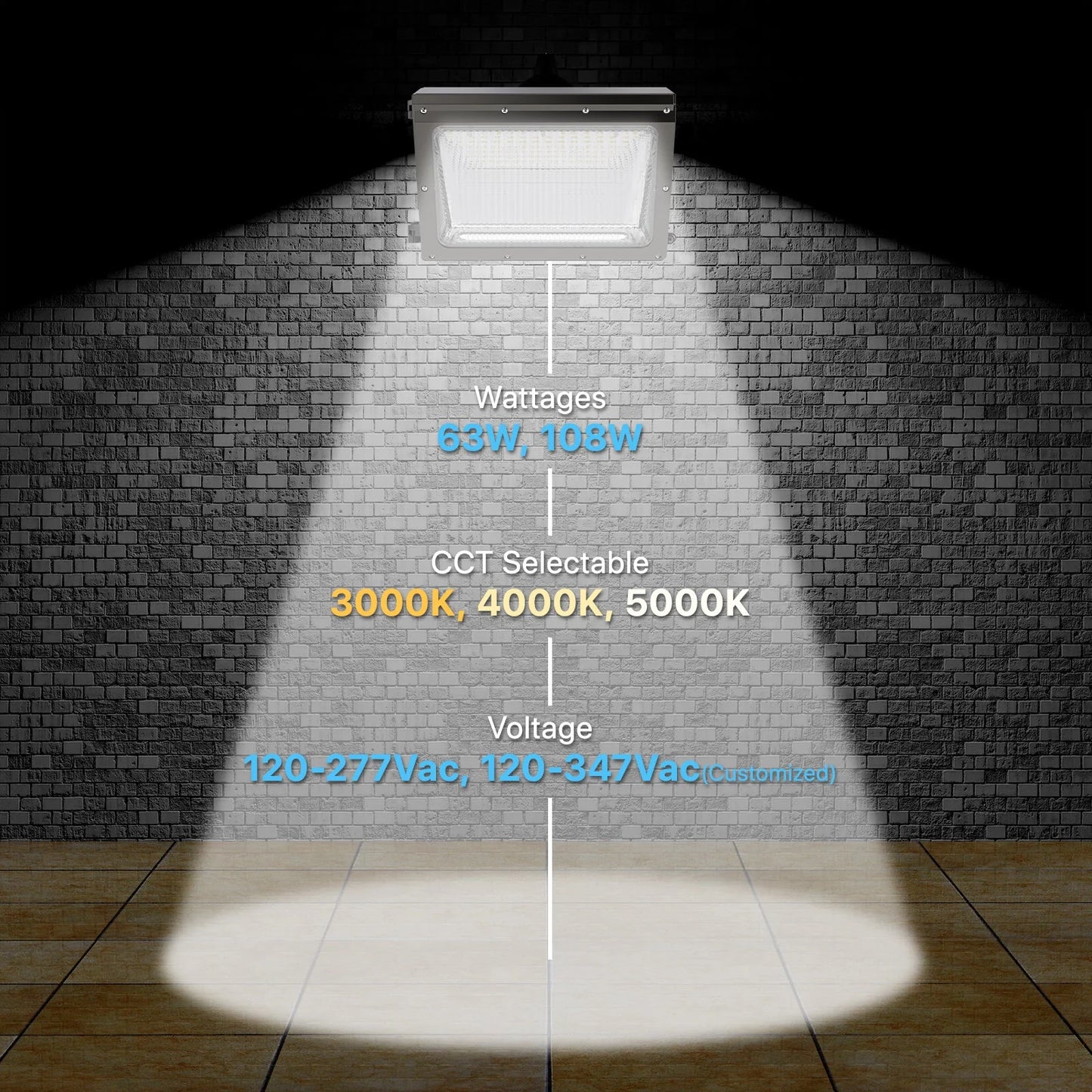 Wall Pack Lights - WPC Series, 14040lumens, Wattage & CCT Selectable, AC 120-277V, with Photocell