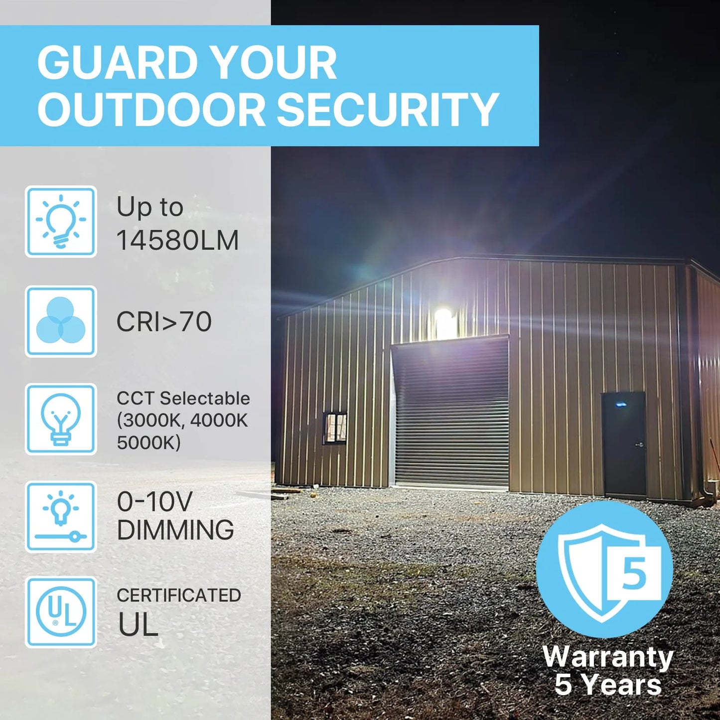 Wall Pack Lights - WPC Series, 14040lumens, Wattage & CCT Selectable, AC 120-277V, with Photocell