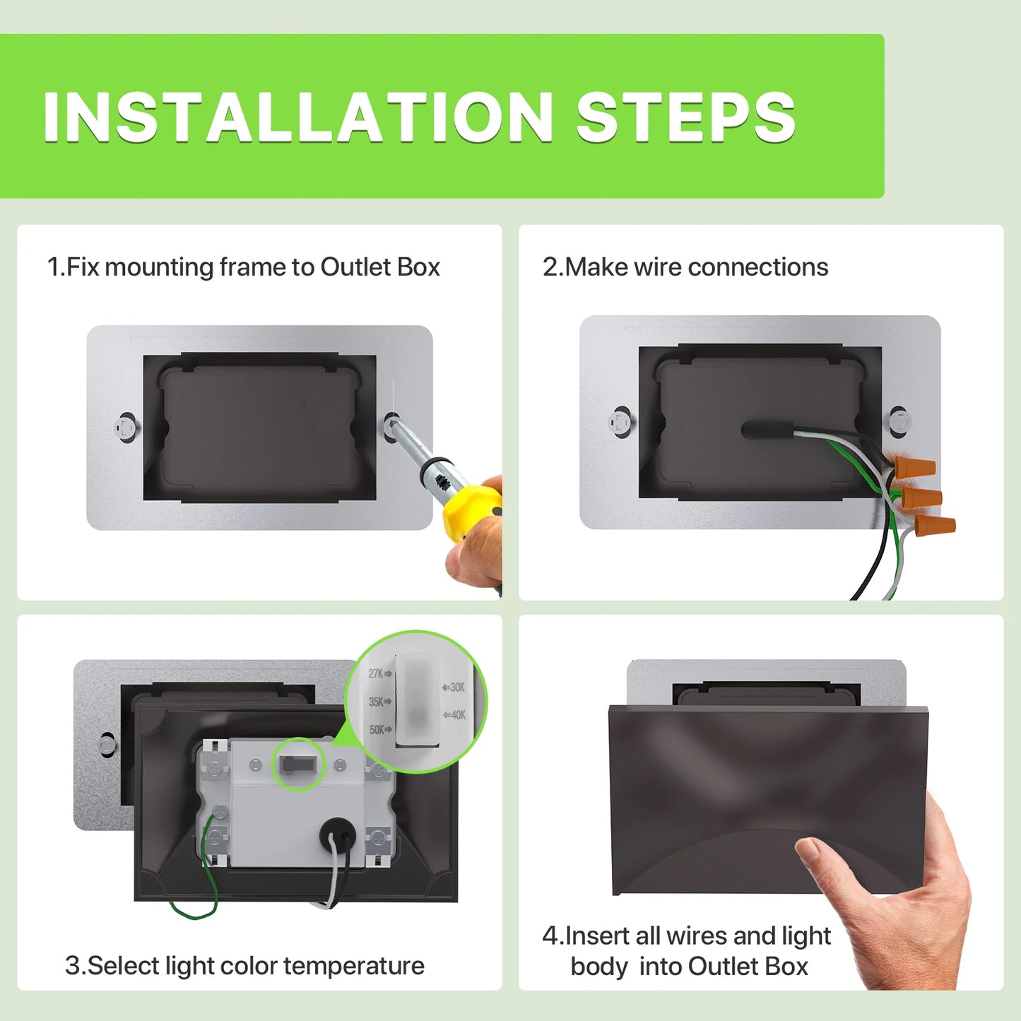 Glitgate 5CCT LED Step Lights, 6 Pack ,45lumens, CCT Selectable, 120V Only