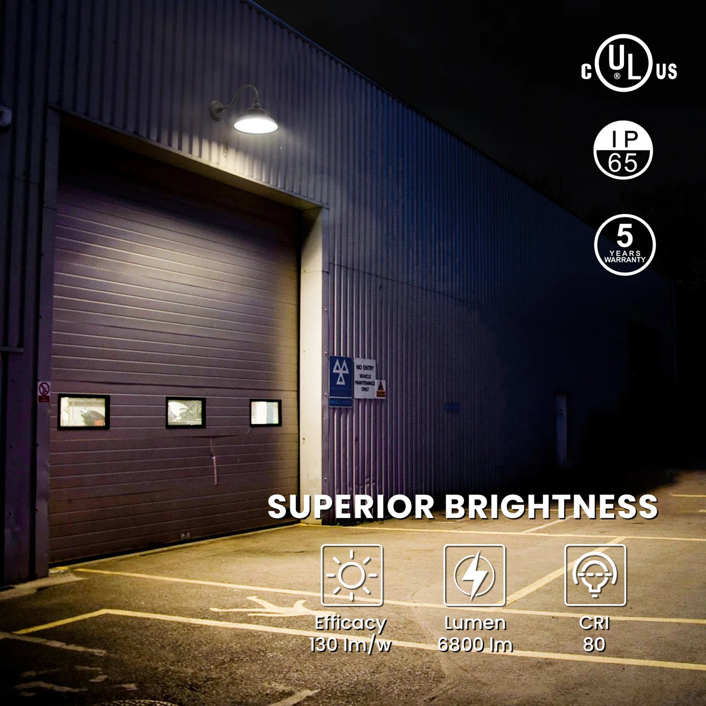 LED Gooseneck Barn Light Outdoor, 12inch Bronze, 6500lumens, Power & CCT Selectable, AC 120-277V