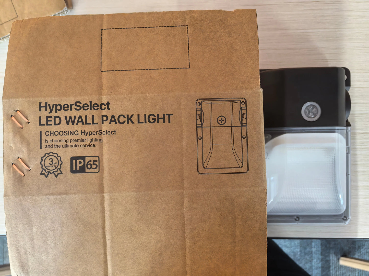 HyperSelect LED Mini Wall Pack Light with Photocell, 3600 lumens, AC 120V