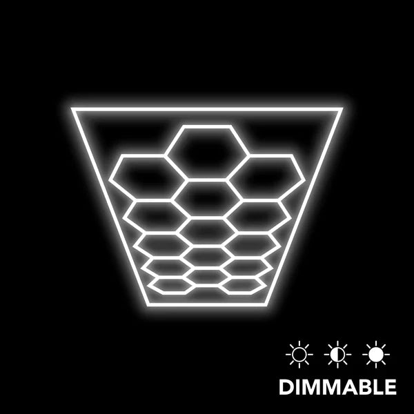 Dimmable Hexagon Garage Lights Gen 2 - 15 Grid (15.9 x 8 ft) with Border