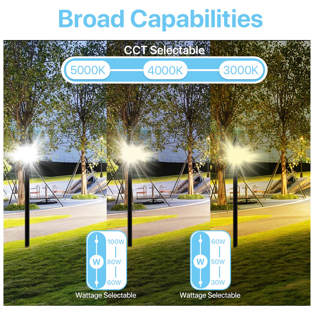 Post Top Light -TPG7 Series, 11600lumens, CCT & Power Selectable, AC 120-277V