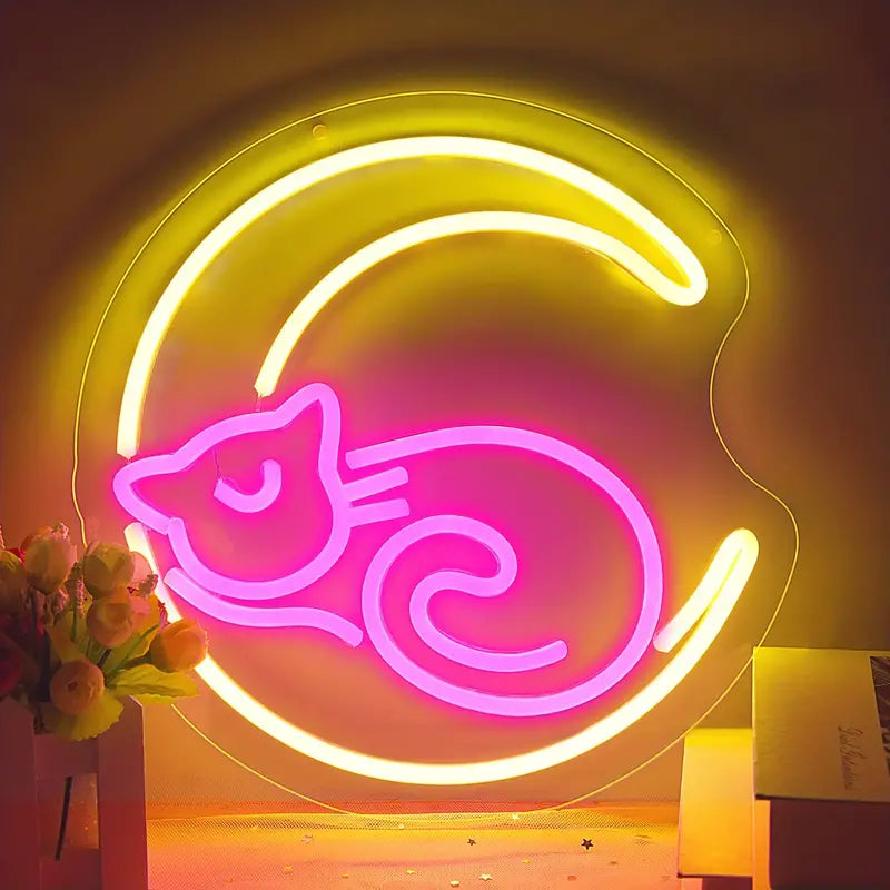 Moon Cat LED Neon Sign Light