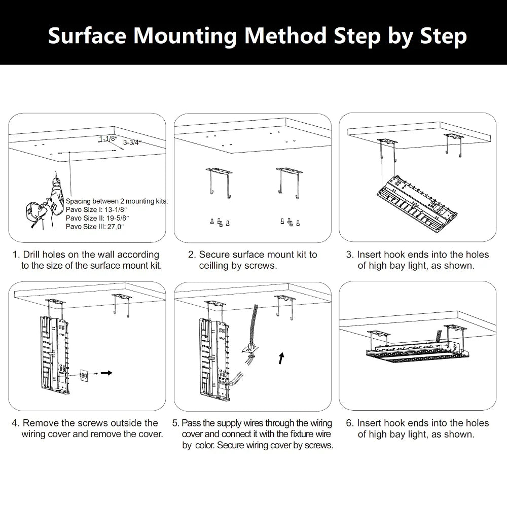 Surface Mounting Kits For LHBC Series LED Linear High Bay Light, 2pcs/set