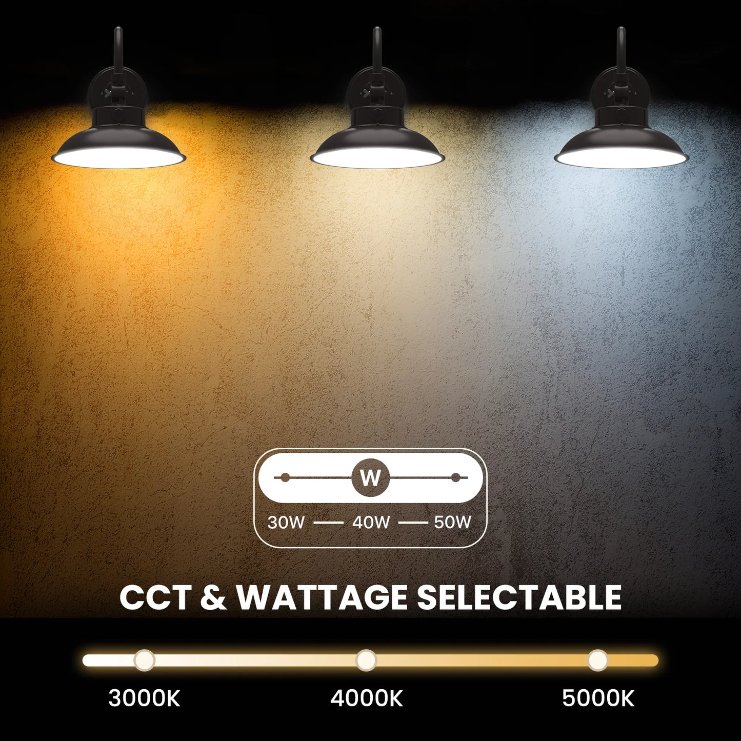 LED Gooseneck Barn Light Outdoor, 12inch Bronze, 6500lumens, Power & CCT Selectable, AC 120-277V