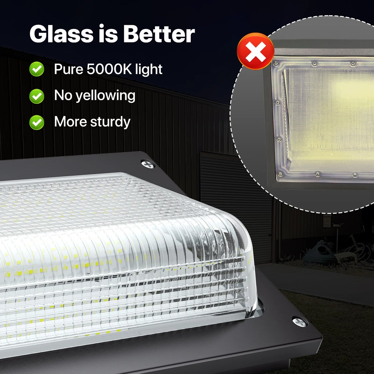 Wall Pack Light with Photocell - Oval series, 15600 lumens, 5000K, AC 120-277V