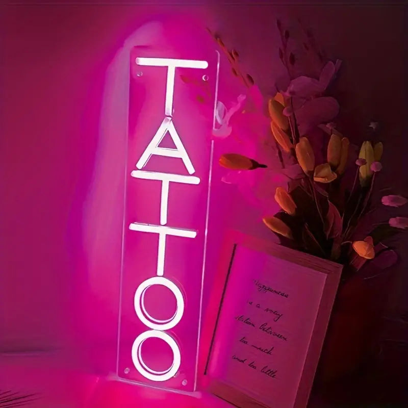 TATTOO Pink LED Neon Sign Light