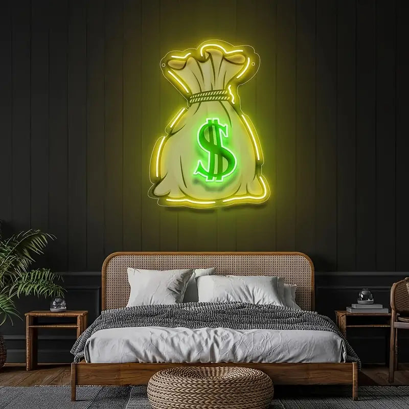 Dollar Money Bag Neon Sign Light
