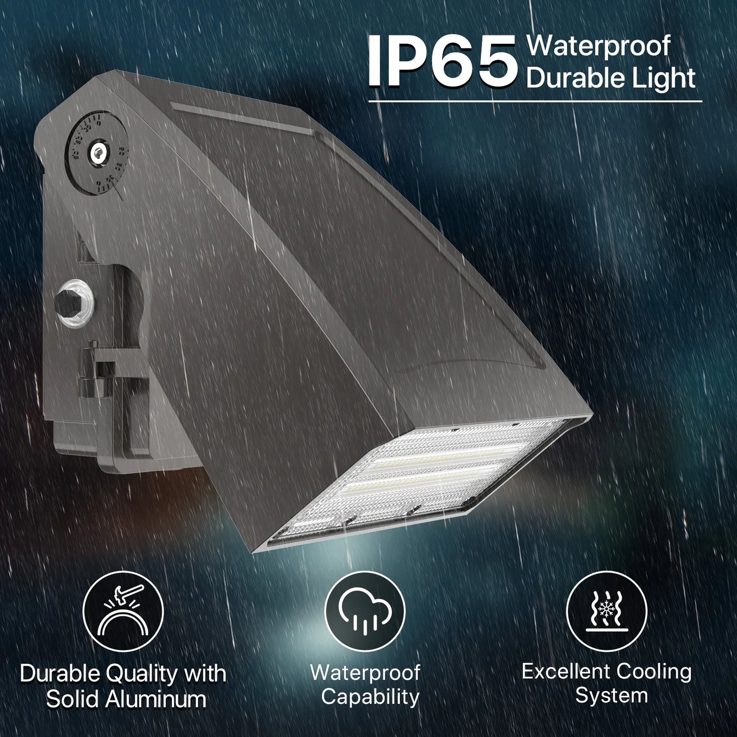 Wall Pack Light - Wall E series, 7800lumens, 5000K, AC 100-277V, Optional Dusk to Dawn