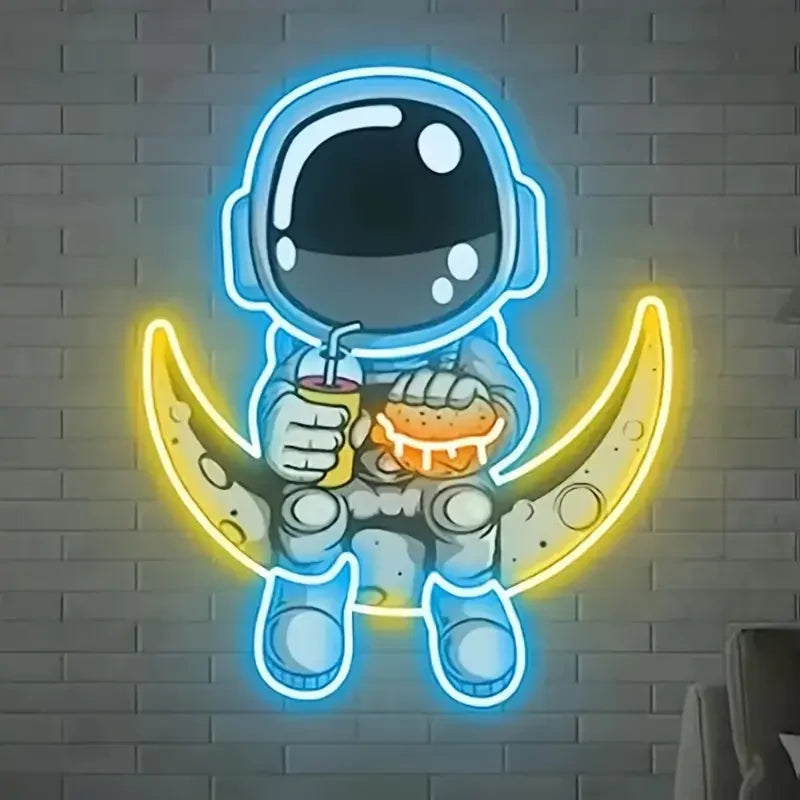 Astronaut Burger & Cola UV Printed LED Neon Sign