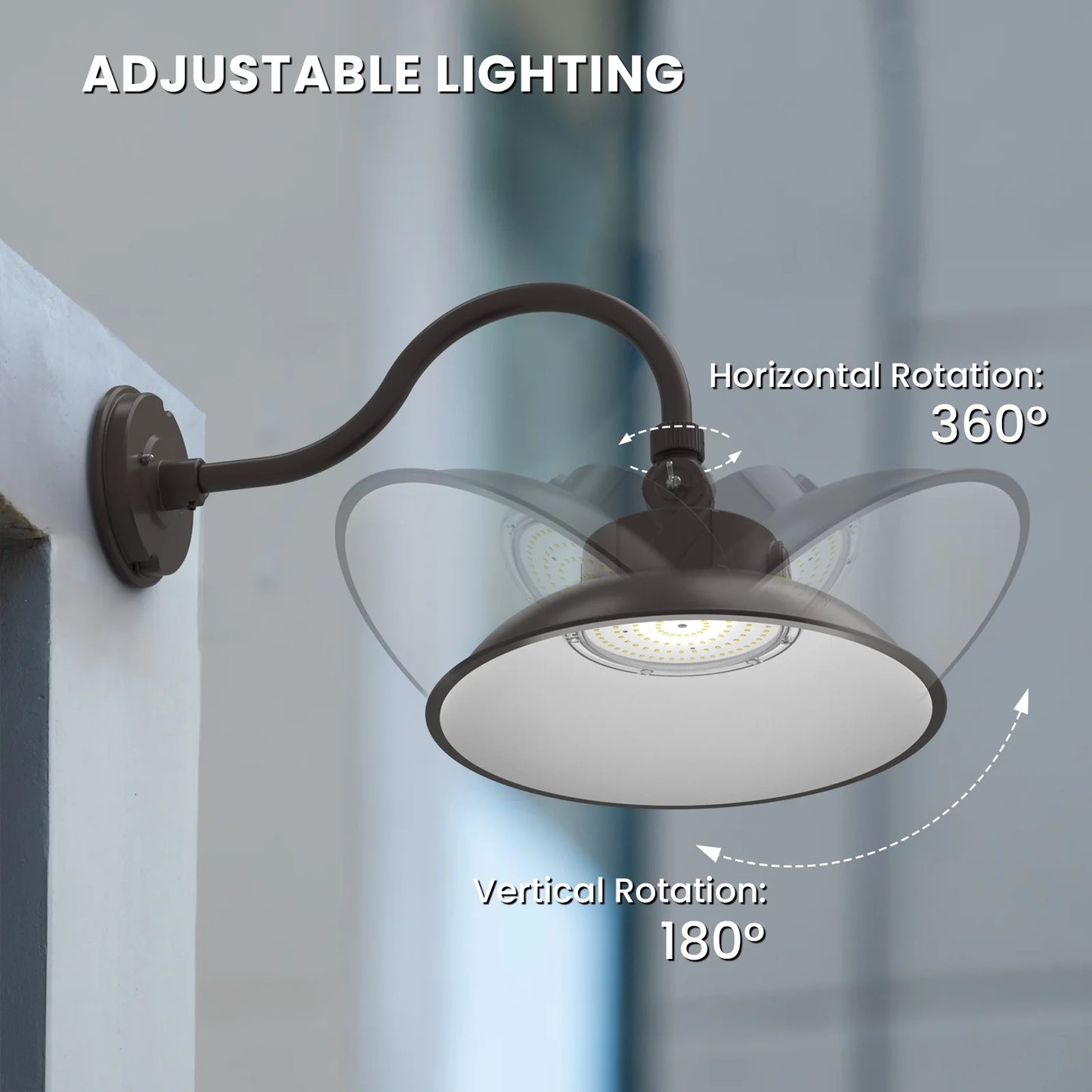 LED Gooseneck Barn Light Outdoor, 12inch Bronze, 6500lumens, Power & CCT Selectable, AC 120-277V