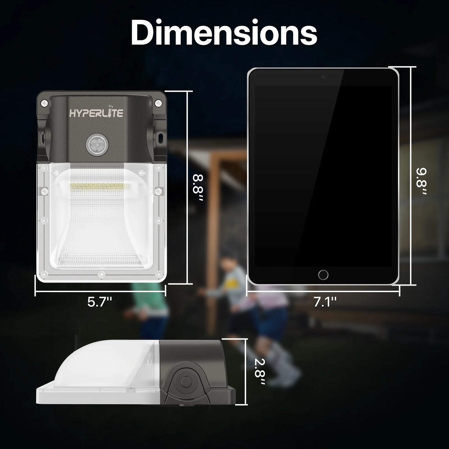 LED Mini Wall Pack Light with Photocell, 3600 lumens, 5000K, AC 120V