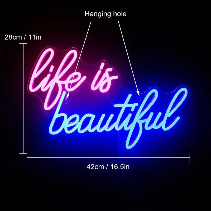 Life is Beautiful LED Neon Sign Light