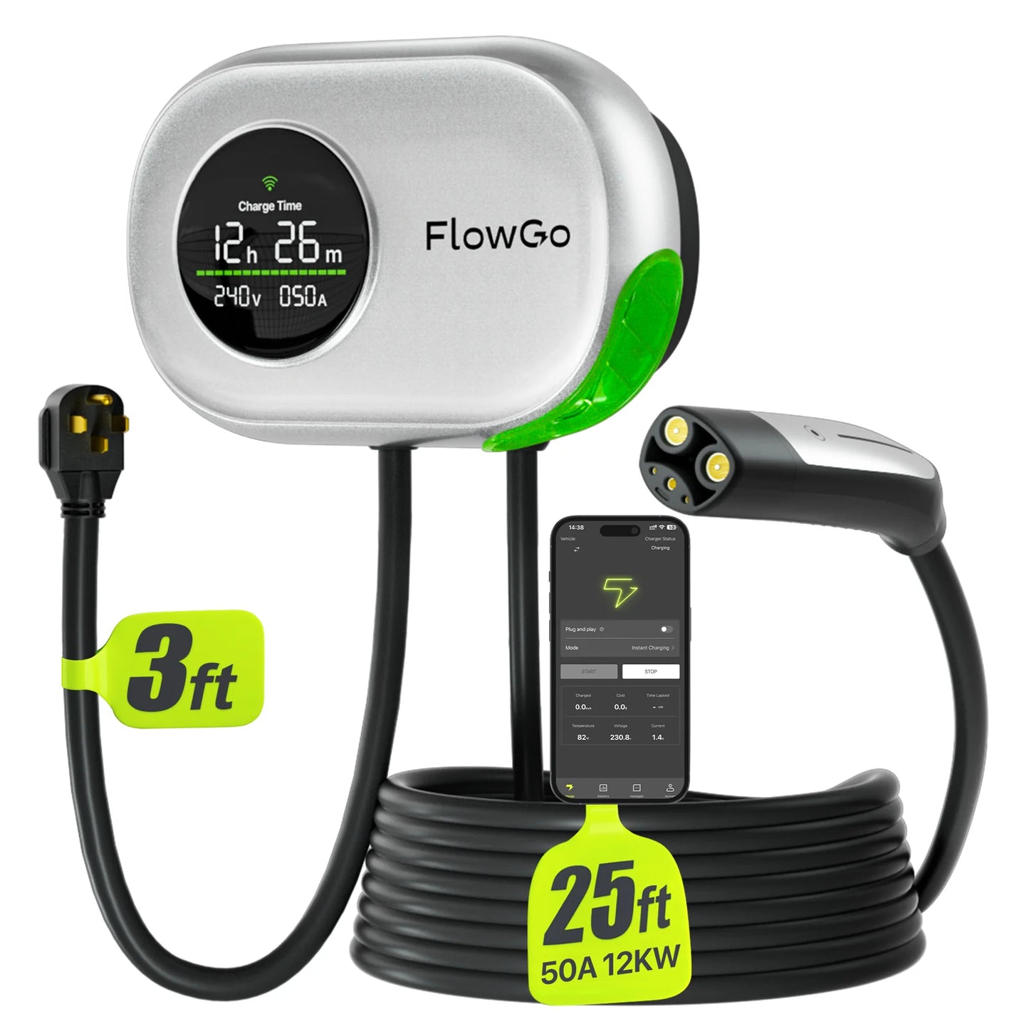 Flowgo Level 2 Smart EV Charger, 240V