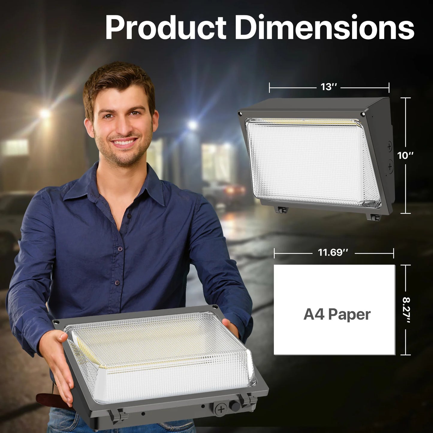 Hyperlite LED Wall Pack Light - HPSA01 Series, 18000lm, 5000K, AC 120-277V, Glass Lens