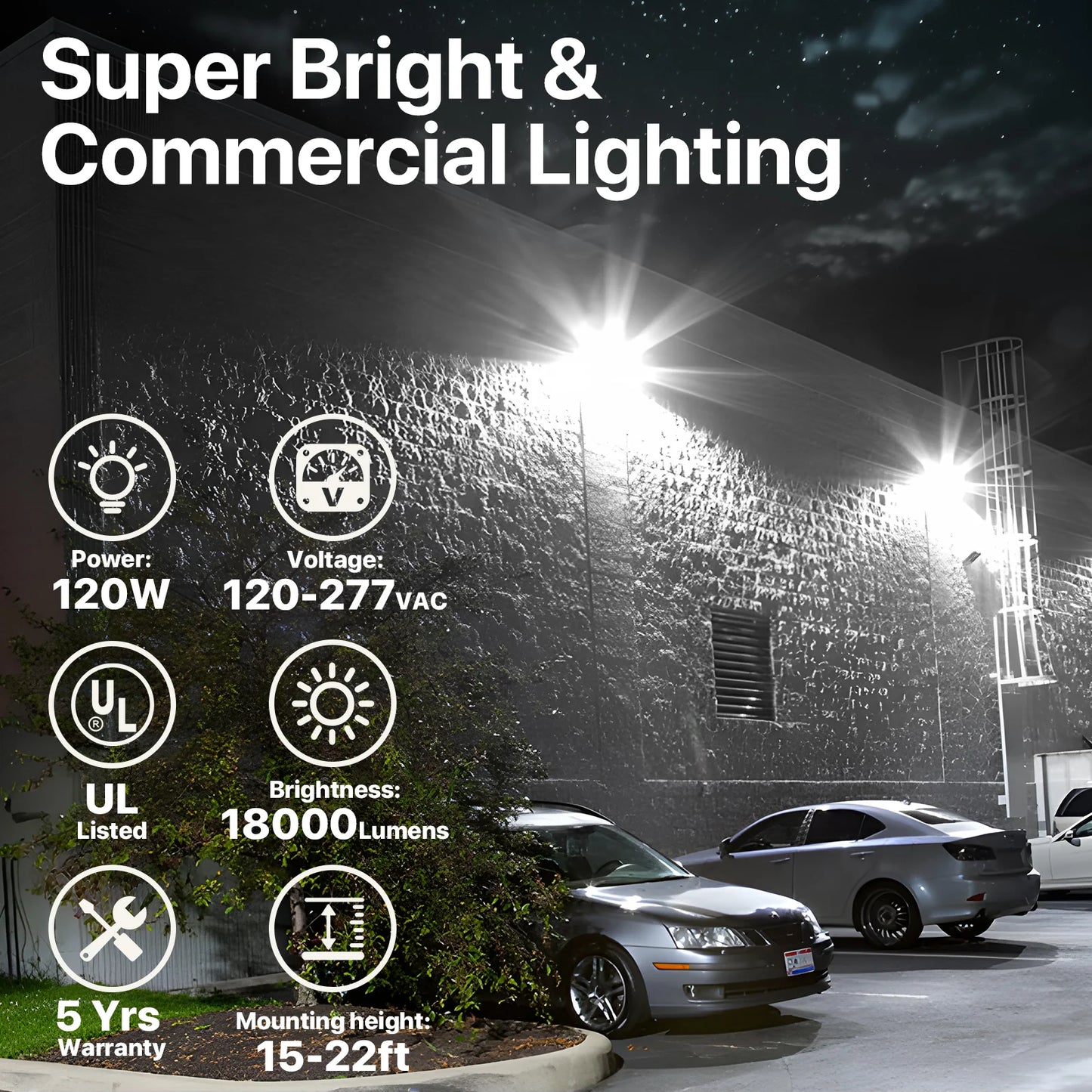 Hyperlite LED Wall Pack Light - HPSA01 Series, 18000lm, 5000K, AC 120-277V, Glass Lens