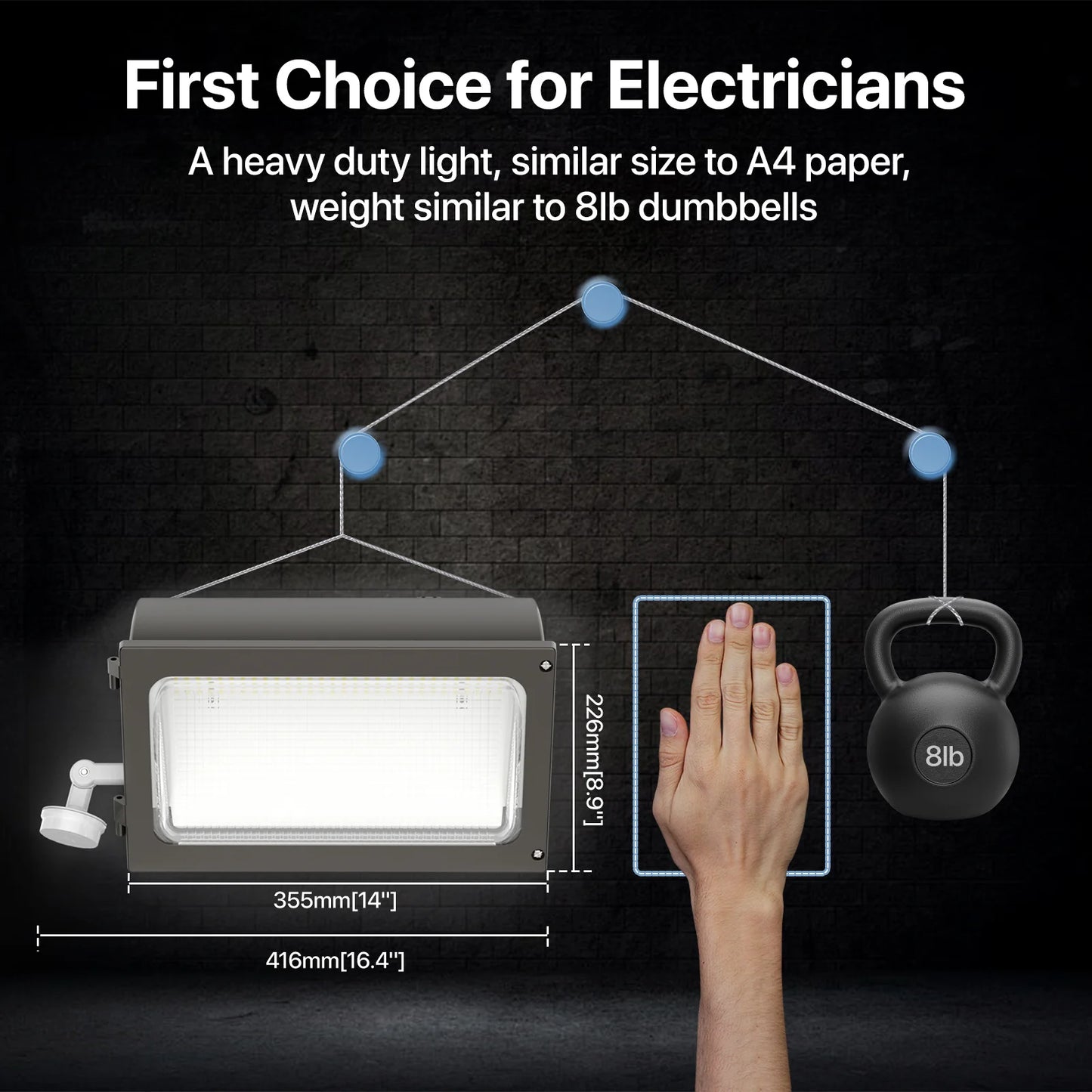 Motion Activated Wall Pack Light - Oval series, 15600 Lumens, 5000K, AC 120-277V, Dusk to Dawn