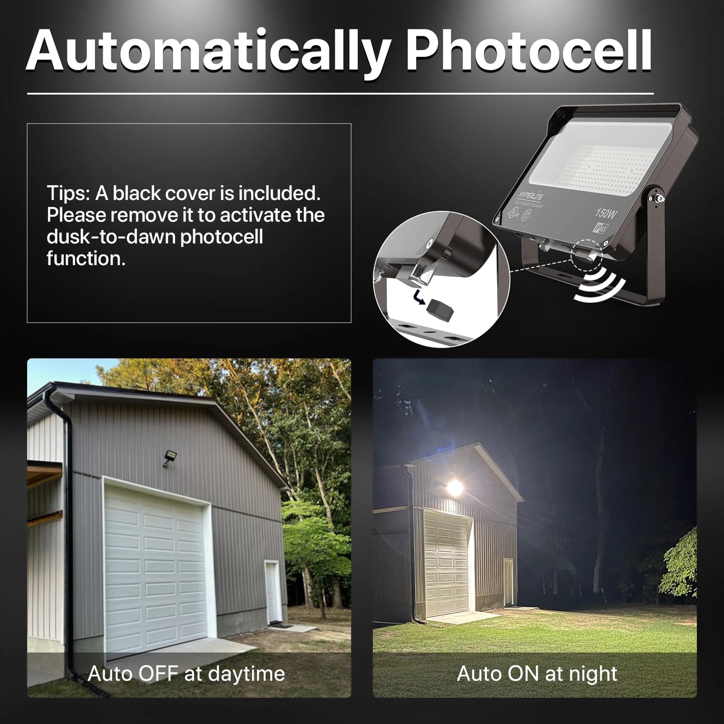 Hyperlite Led Flood Light with Photocell - Mars Series 2 Pack (U Bracket) - 18000lumens, 5000K, AC 120V Only