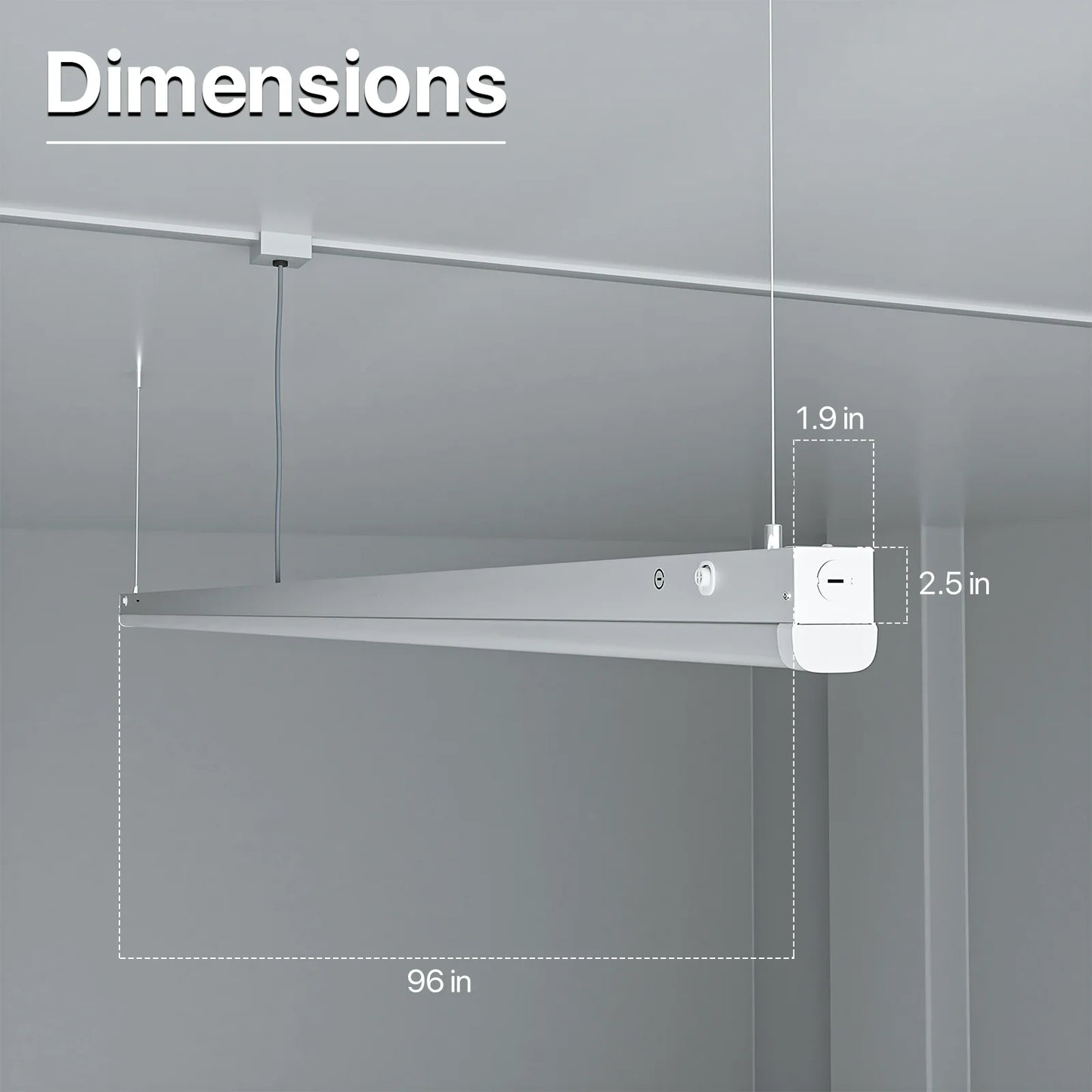Hyperlite 8FT LED Linear Strip Light Fixture, 10400lumens, Selectable Wattage & CCT, AC 120-277V