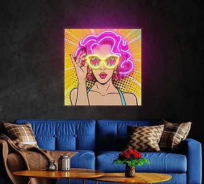 Wow Lady Artwork UV Printed LED Neon Sign