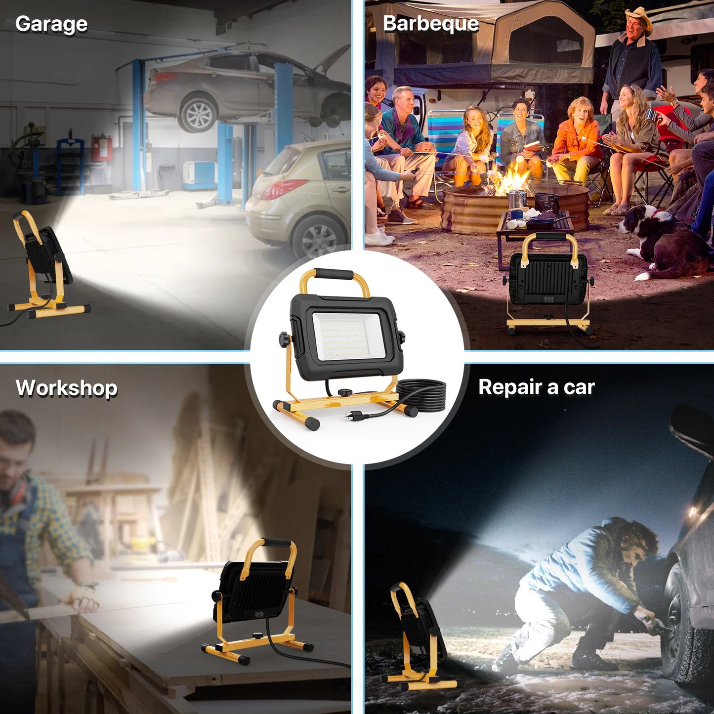 Hyperlite LED Work Light, 5000lumens, 5000K, AC/DC 12-24V, Waterproof, Portable Job Site Light