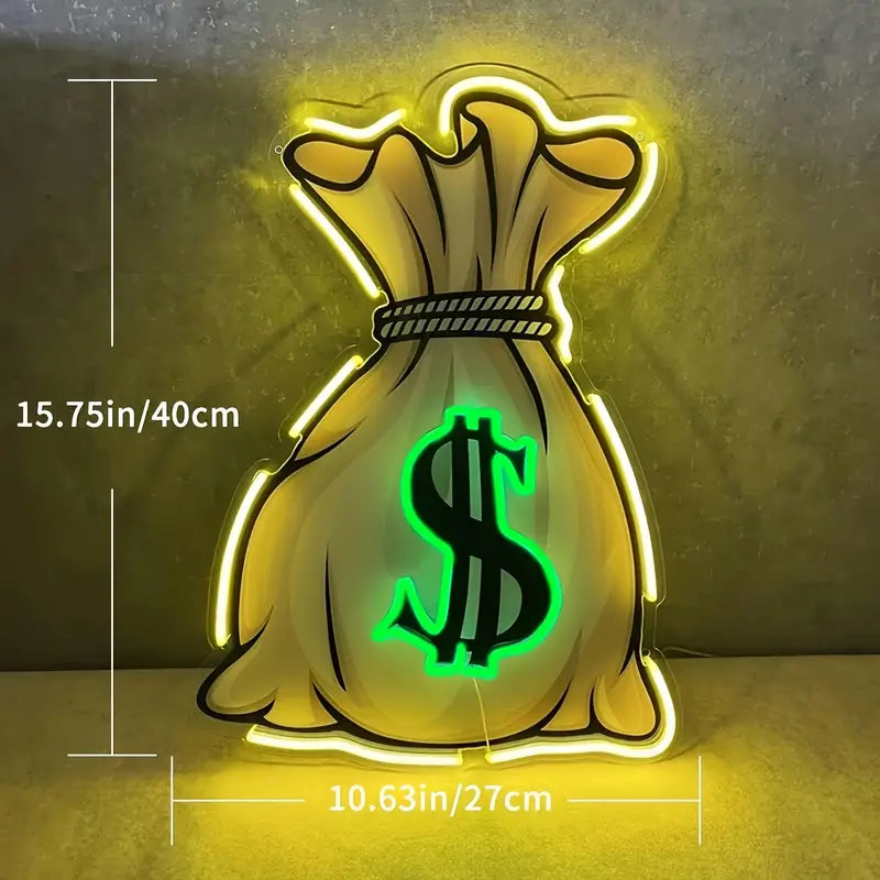 Dollar Money Bag Neon Sign Light