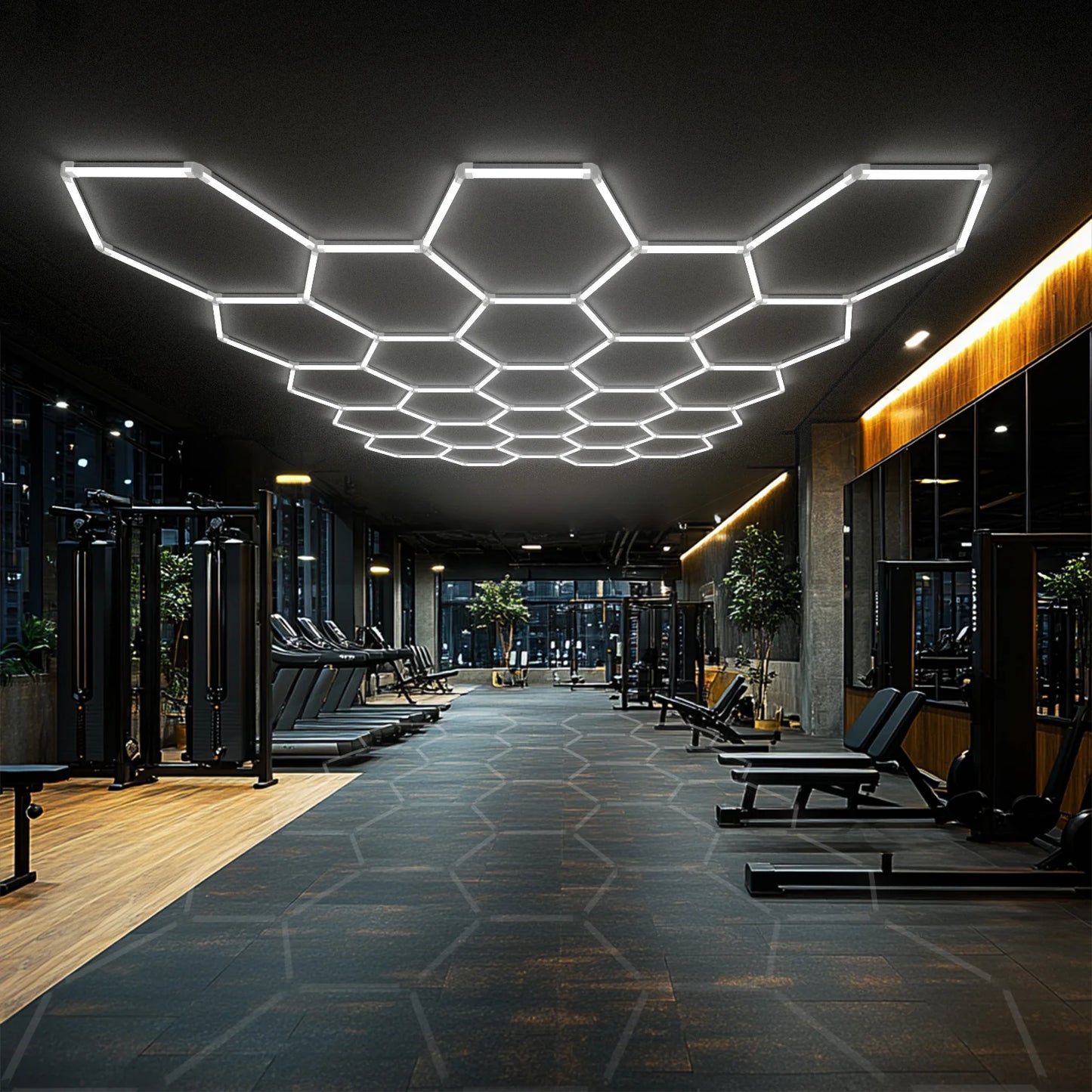 Hyperlite Hexagon Garage Lights Gen 2 - 25 Grid (13.8 x 11.7 ft)
