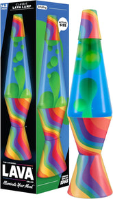 Lava The Original Lamp 145 Warped Rainbow Classic Liquid Motion Lamp Yellow Wax and Blue Liquid Item 2713 Amazon Exclusive