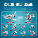 Steel Works Mechanical Multi Model Steel Building Set Includes 300 Pieces Tools and Instructions to Make 10 Different Models Ages 8 and Up