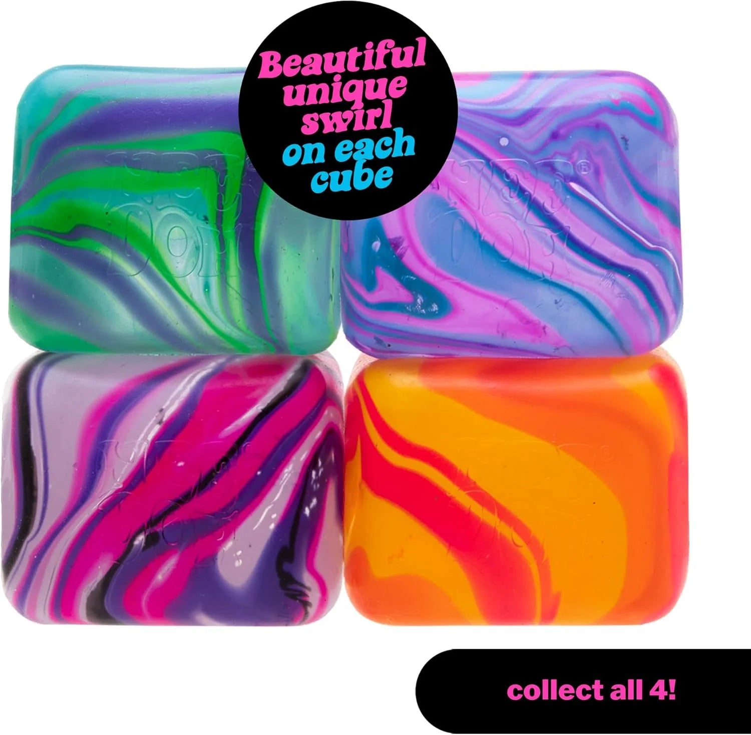 NeeDoh Nice Cube Swirl Sensory Toy with a Super Solid Squish Unique Swirling Color Blend Ages 3 and Up Blue Green One Cube Per Pack