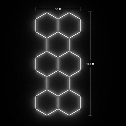 Hyperlite Hexagon Garage Lights Gen 2 - 8 Grid (11.6 x 5.1 ft) Long