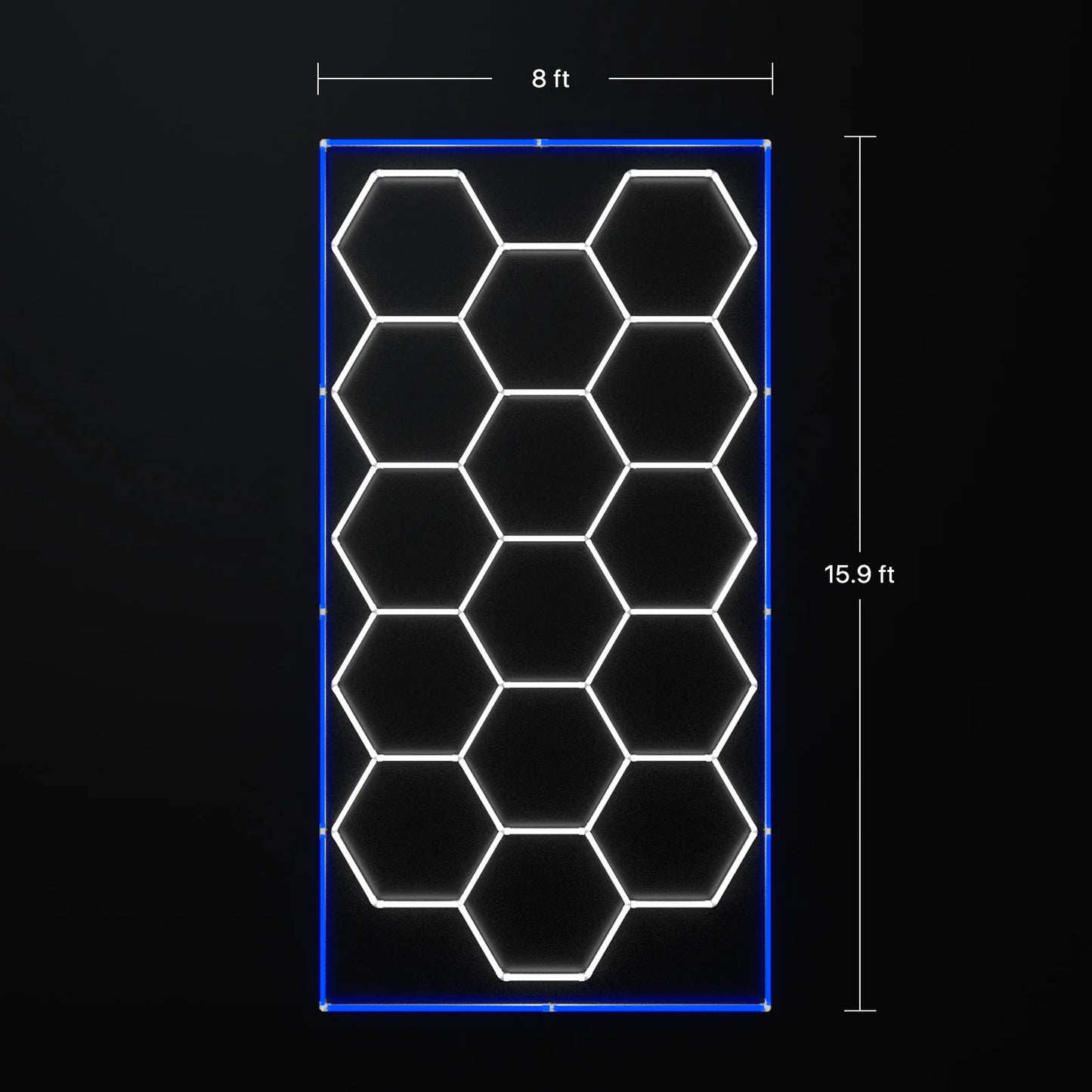 Hyperlite Hexagon Garage Lights Gen 2 - 15 Grid (15.9 x 8 ft)