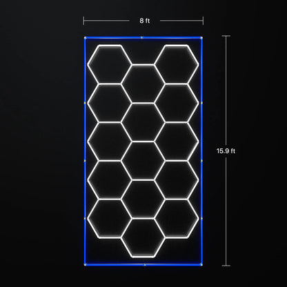 Hyperlite Hexagon Garage Lights Gen 2 - 15 Grid (15.9 x 8 ft)