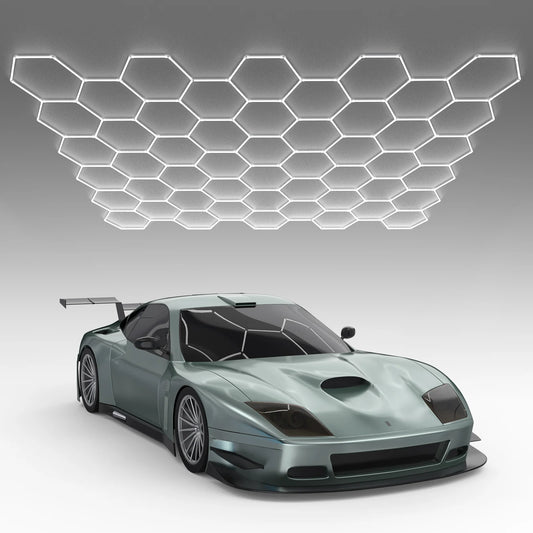Hyperlite Hexagon Garage Lights Gen 2 - 50 Grid (20.3 x 15.0 ft)