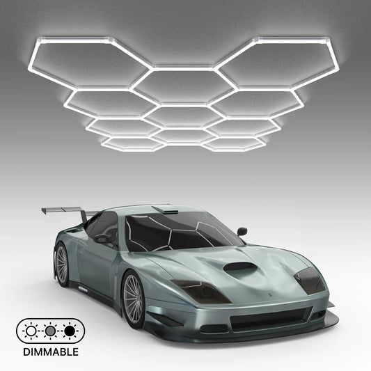 Dimmable Hexagon Garage Lights Gen 2 - 11 Grid (10.0 x 7.3 ft)